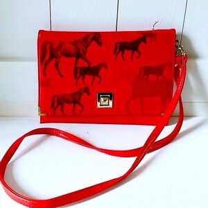 AWST International Vegan Leather Horse Red Clutch Bag Poppy